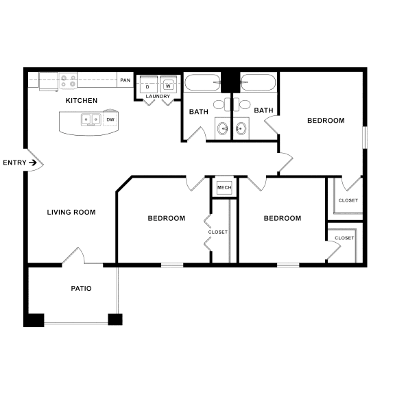 Sevierville_TN_Apartment_OverlookatAllensville_3 bedroom 2 bath 2D