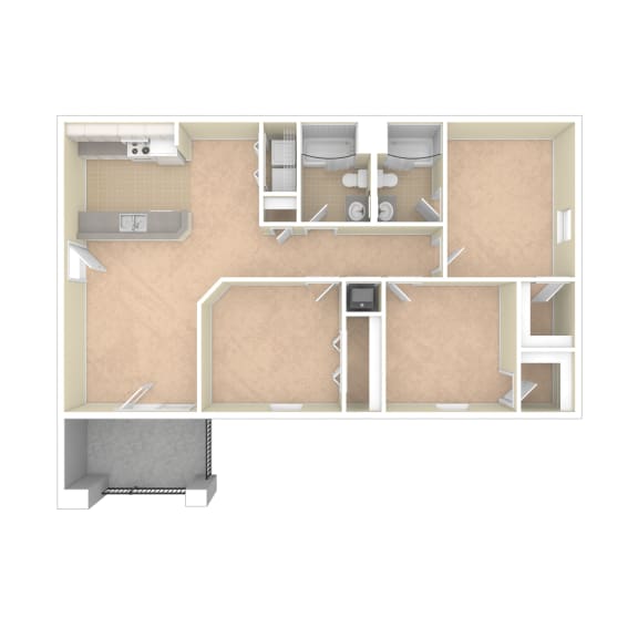 Sevierville_TN_Apartment_OverlookatAllensville_3 bedroom 2 bath 3D Unfurnished