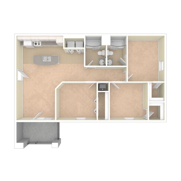 Sevierville_TN_Apartment_OverlookatAllensville_3 bedroom 2 bath 3D Unfurnished