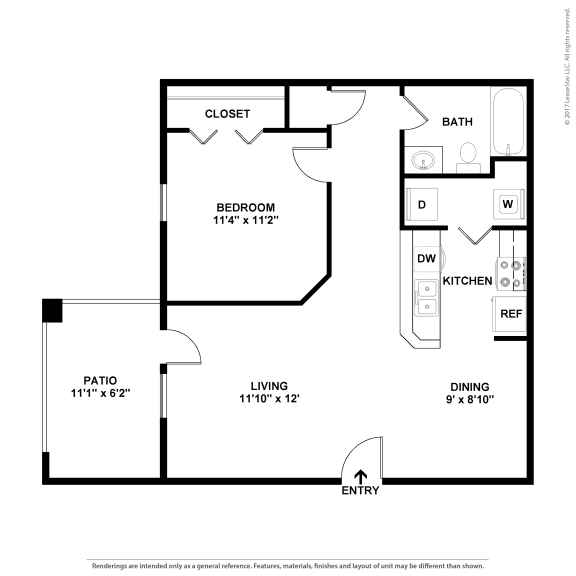 Sevierville_TN_Apartment_OverlookatAllensville_1 bedroom 1 bath 2D