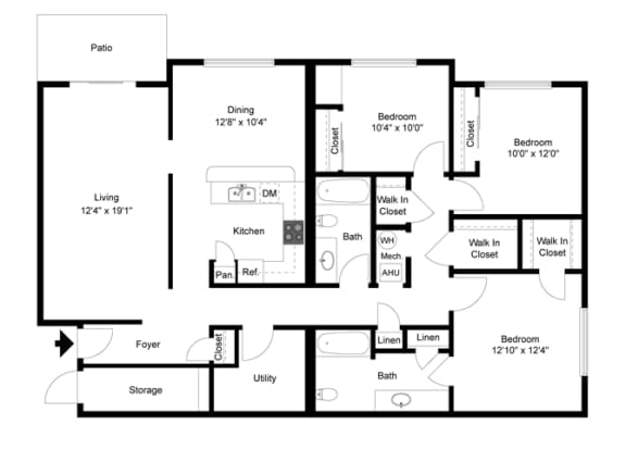Apartment floor plan for two level Somerset layout