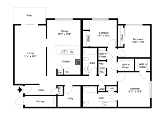 Apartment floor plan for two level Somerset Deluxe layout