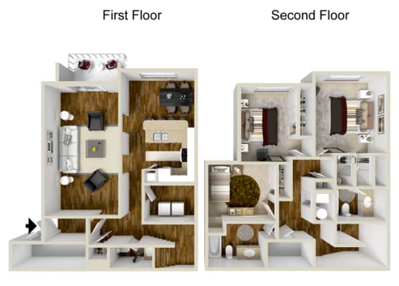 3 Bedroom, 2.5 Bath - 1,261 Square Feet - Westlake Floor Plan