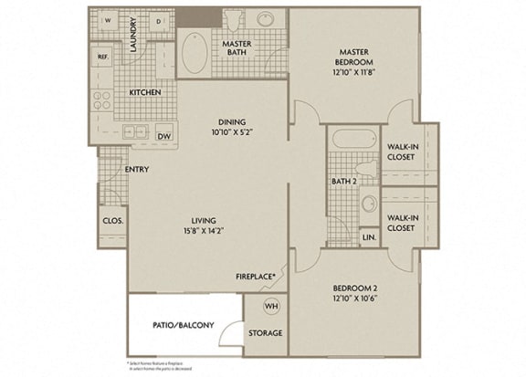 2 bed 2 Bath 1060 square feet Naples floor plan