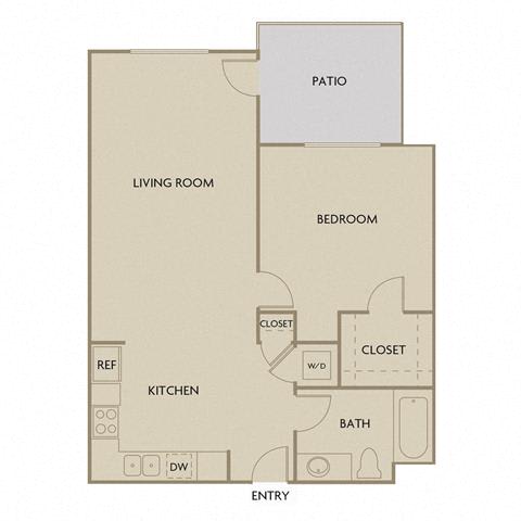 1 bed 1 Bath 834 square feet floor plan A1F
