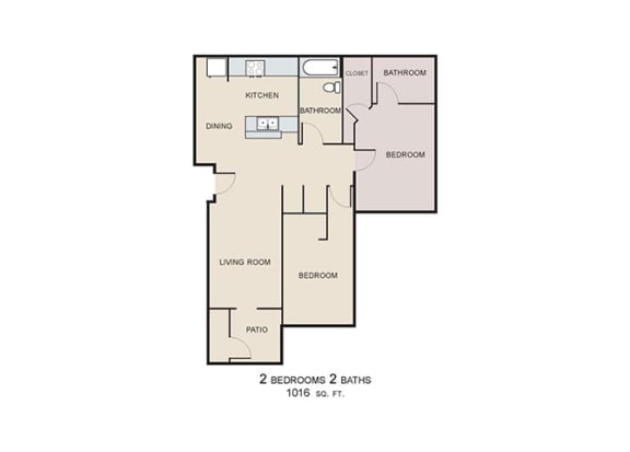  Floor Plan 2 Bed 2 Bath