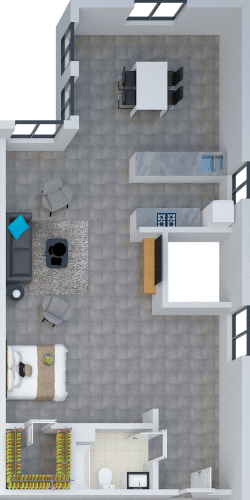 a floor plan of a studio apartment