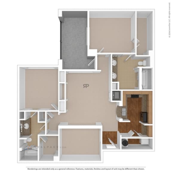 3D rendering of floor plan