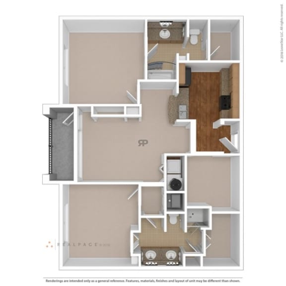 3D rendering of floor plan
