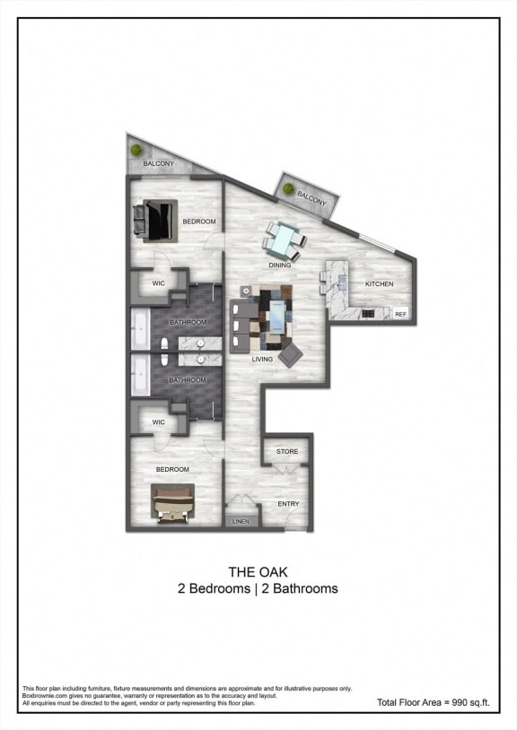 the oak floor plan 2 bedroom 2 bath