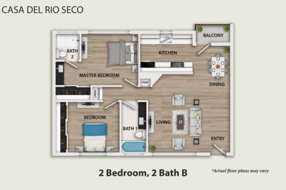 a floor plan of 2 bedroom 2 bath b