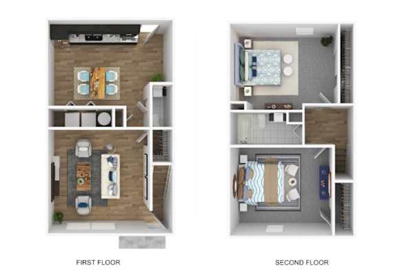 A diagram shows the layout of a one and two bedroom apartment.