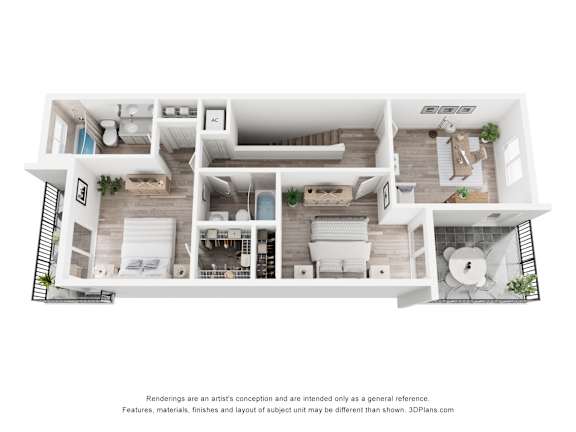 Pearl at Pompano Beach Pompano Beach, Florida floor plan of a two-story house with a living room, kitchen, and bedrooms. level 2