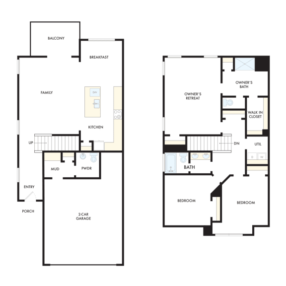 two floor plan of a house with two different floors