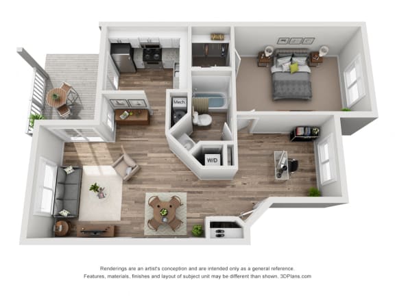 1 Bed - 1 Bath |830 sq ft