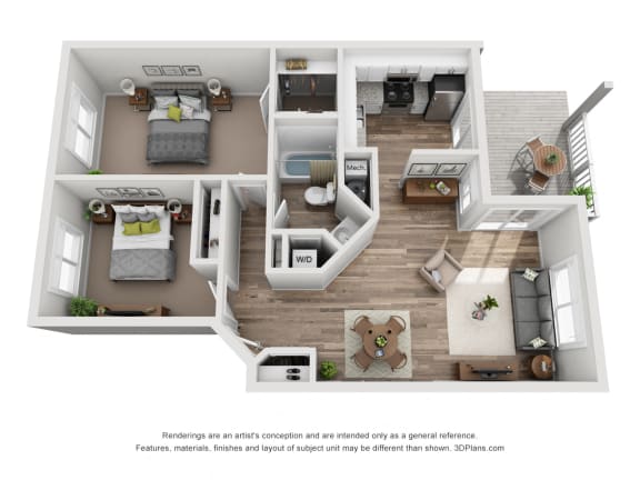 Floor Plan  2 Bed - 1 Bath |875 sq ft