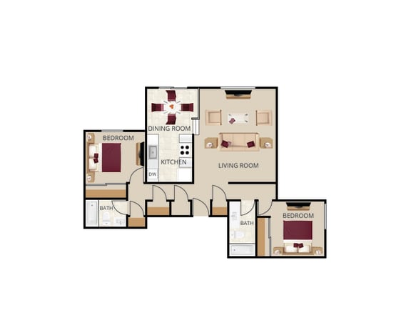 bedroom floor plan at the lofts at gin alley apartments in chicago, il