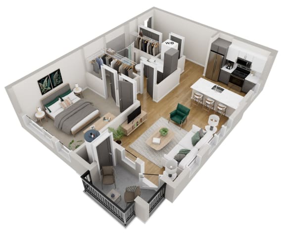 a floor plan of a house with a bedroom and a living room