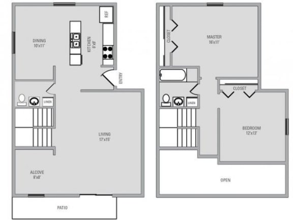 2 Bed 1.5 Bath, 1226 square feet floor plan Summit