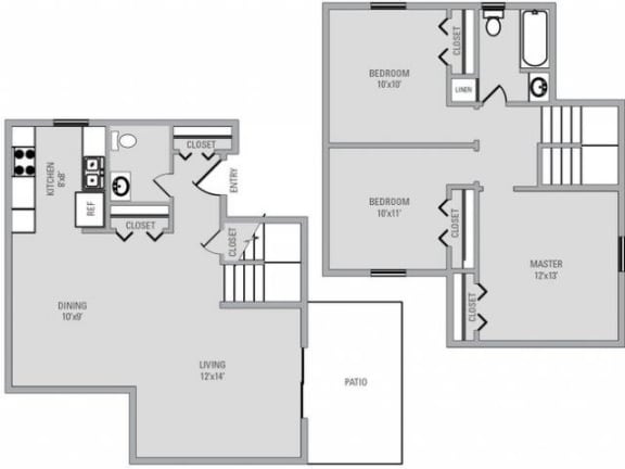 3 Bed 1.5 Bath, 1244 square feet floor plan Tanglewood