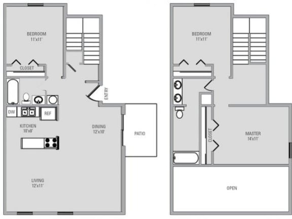 3 Bed 2 Bath, 1271 square feet floor plan Westwynd