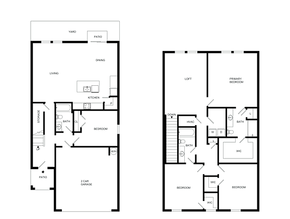 A black and white floor plan of a house with labeled rooms.