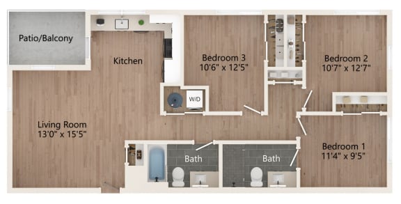 a floor plan of a 1 bedroom apartment