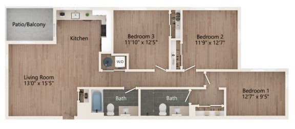 a floor plan of a 1 bedroom apartment