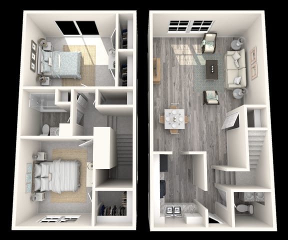 2 Bed, 1.5 Bath, 1007 sq. ft. Sage floor plan