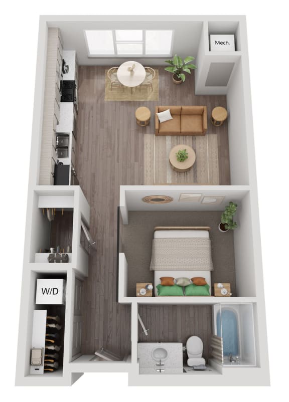 a floor plan of a 1 bedroom apartment at the residences at silver hill in suitland,