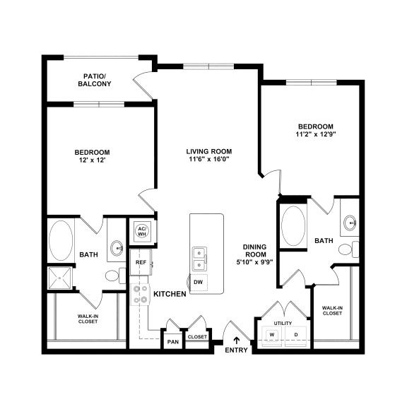 Sawgrass Creek Apartments in New Port Richey, FL photo of a two bedroom floorplan