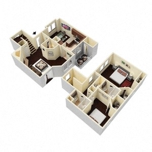 2 Bed - 2.5 Bath |1134 sq ft SB3 floorplan