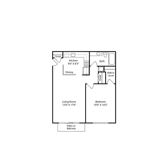 1 br, 1 ba, 640 sq. ft.