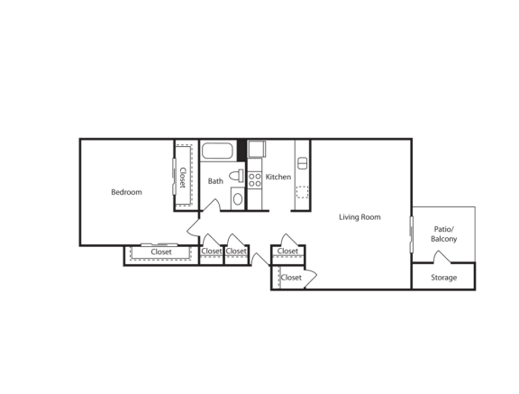 a floor plan of a small apartment with a bedroom and a living room