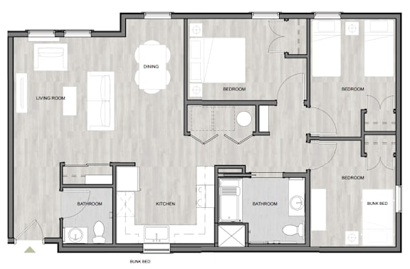 A black and white image of a house floor plan.