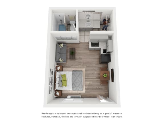 a floor plan of a 1 bedroom apartment