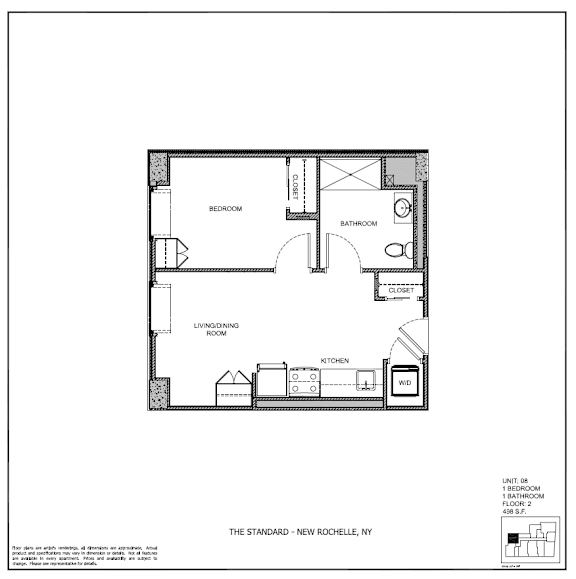 A black and white image of a floor plan for a living space.