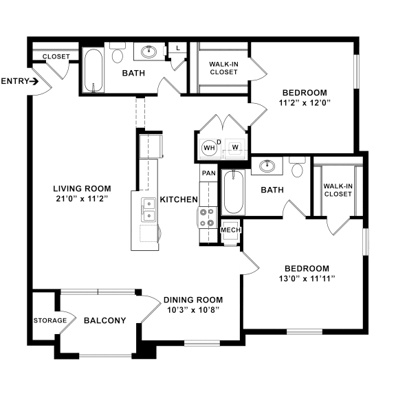 Addis_LA_Apartment_SugarMIll_2 bedroom 2 bath 2D