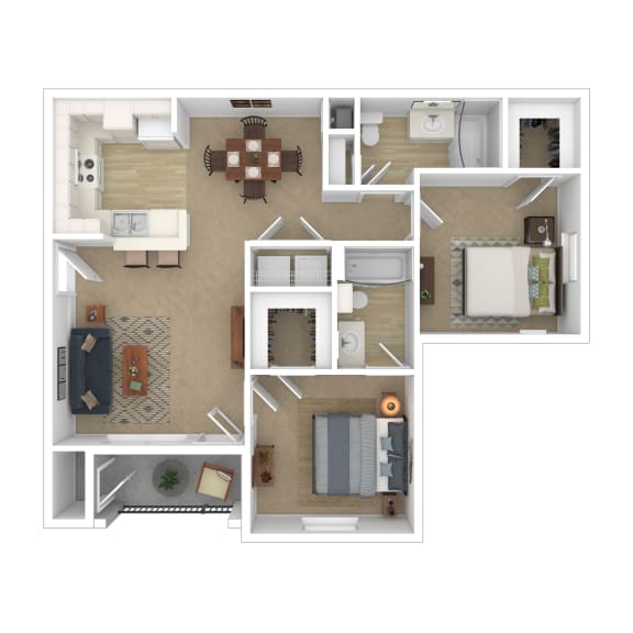Addis_LA_Apartment_SugarMIll_2 bedroom 2 bath 3D Furnished