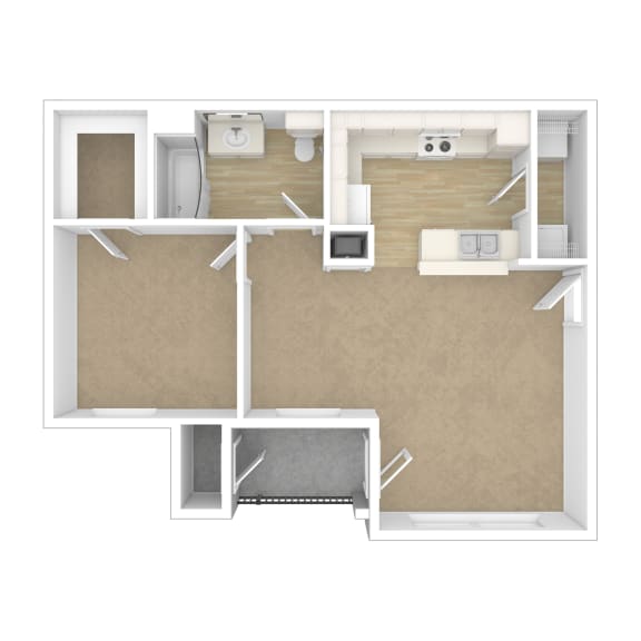 Addis_LA_Apartment_SugarMill_1 bedroom 1bath 3D Unfurnished