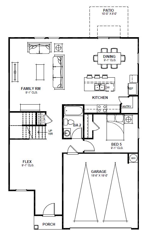a floor plan of a house with two bedrooms and a bathroom
