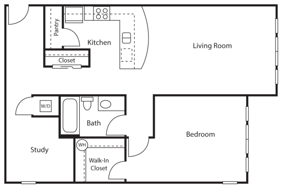 1 Bed 1 Bath Floor plan 1 Bed - 1 Bath |850 sq ft 1 Bed 1 Bath + Study Floor plan at Emerald Crest, Bothell, WA 98011