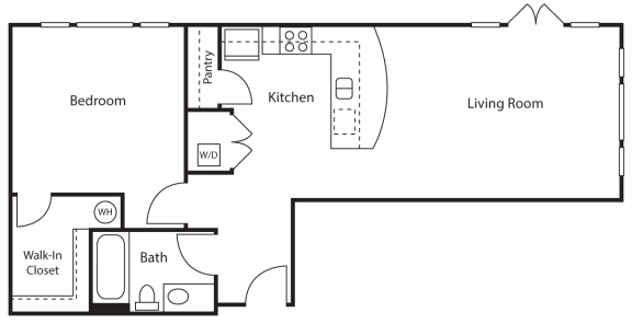 Floor Plan  1 Bed - 1 Bath |708 sq ft 1 Bed 1 Bath + Deck Floor plan at Emerald Crest, Bothell Washington
