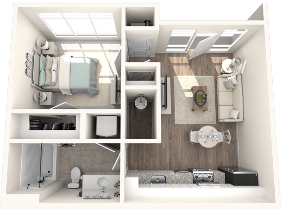 a 1 bedroom floor plan | Postmark Apartments
