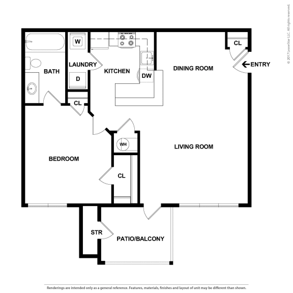 Hinesville_GA_Apartment_Tattersale_1 bedroom 1 bath 2D