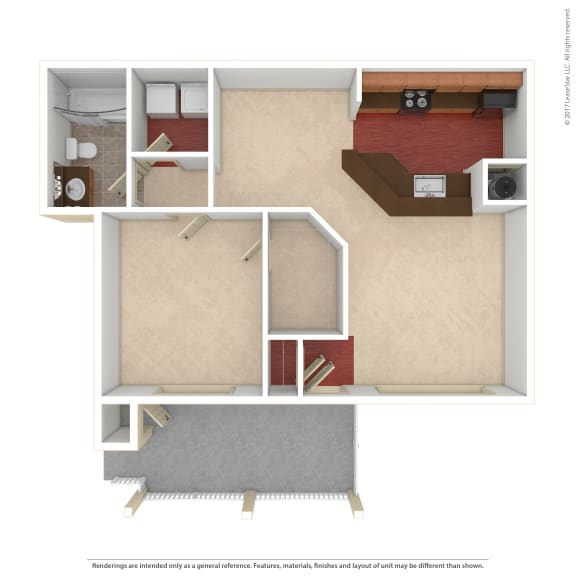 Hinesville_GA_Apartment_Tattersale_1 bedroom 1 bath 3D unfurnished