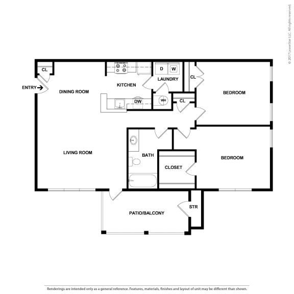 Hinesville_GA_Apartment_Tattersale_1 bedroom 1 bath 2D