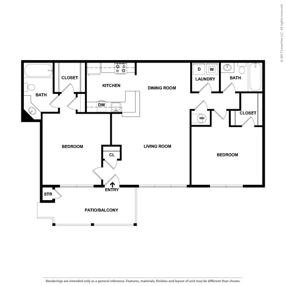 Hinesville_GA_Apartment_Tattersale_2 bedroom  2bath 2D