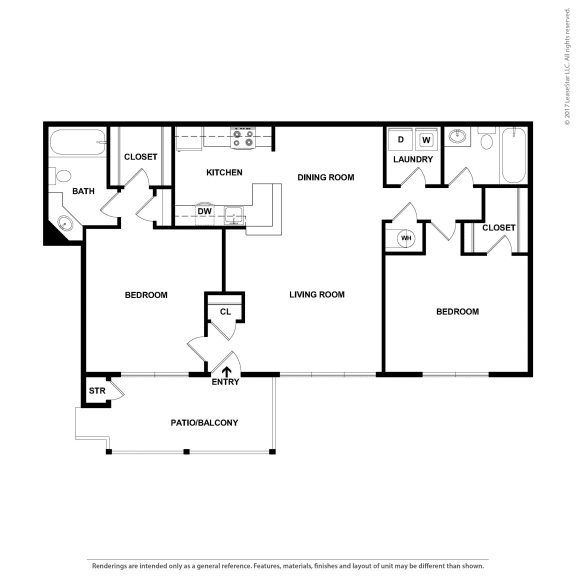 Hinesville_GA_Apartment_Tattersale_2 bedroom 2 bath Hinesville_GA_Apartment_Tattersale_2 bedroom 2 bath 2D