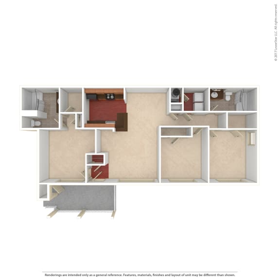 Hinesville_GA_Apartment_Tattersale_2 bedroom 2 bath Hinesville_GA_Apartment_Tattersale_3 bedroom 2 bath 3D Unfurnished